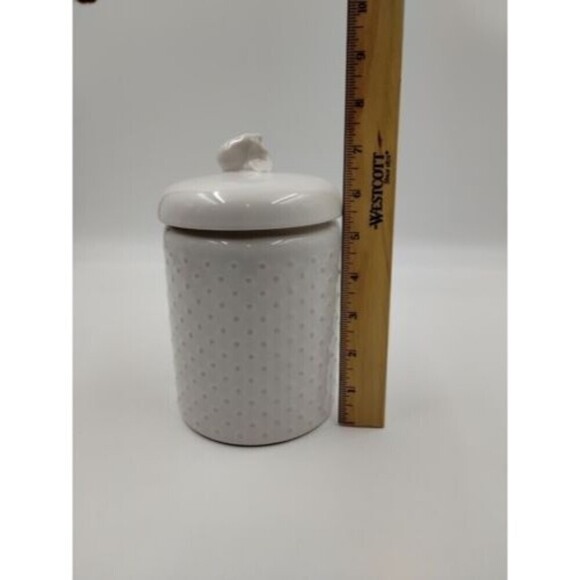 Better Homes & Gardens Earthenware Embossed Swiss Dot Cookie Jar Canister 7" - Picture 8 of 9